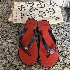 Brighton Flip Flop Charm Red , Blue ,  And White With Rhinestone. Size 9M